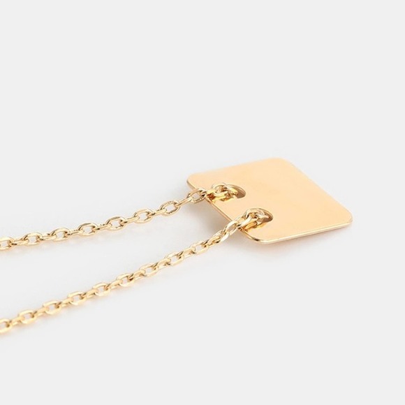 Square Gold Pendant Necklace 18k Gold Plated - Picture 5 of 7